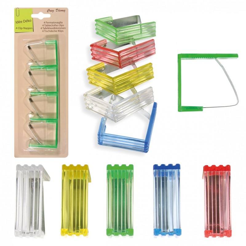 4 clips transparents pour nappe