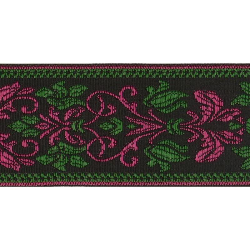 Galon jacquard fleurs lys  Fuchsia - 