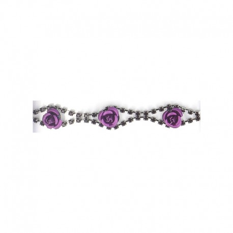 Galon strass/fleurs