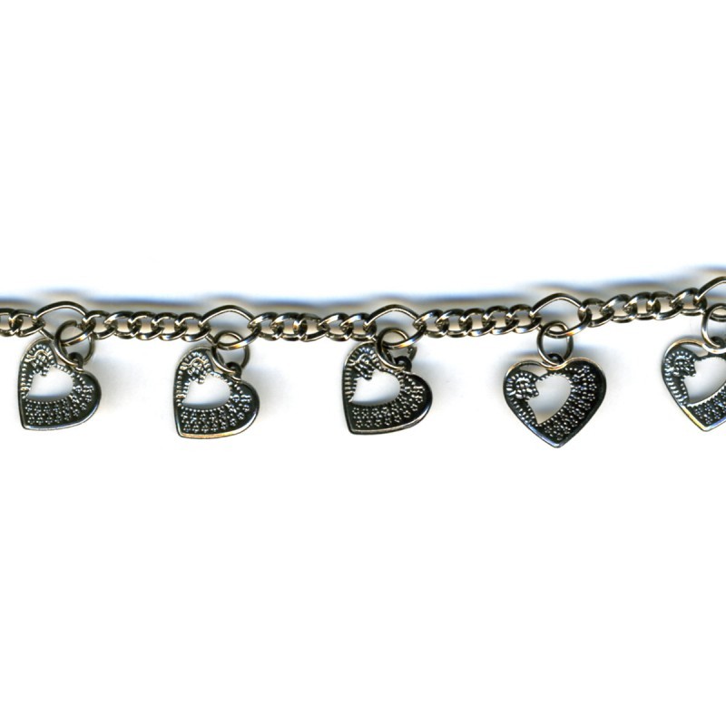Sequins coeurs/chaine  Noir métal - 