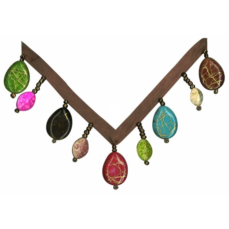 Frange perles/pierres  Marron/multi - 