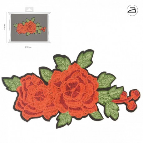 Ecusson roses 23 x 14 cm - Rouge