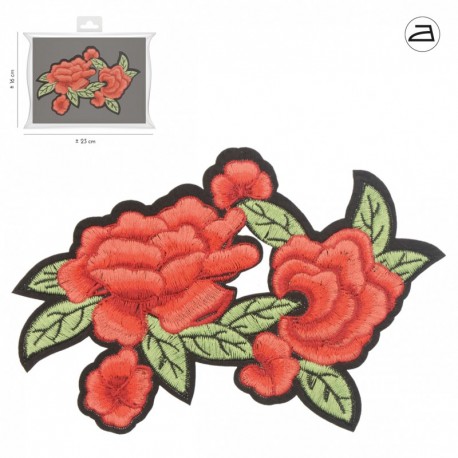 Ecusson roses 20 x 14 cm - Rouge