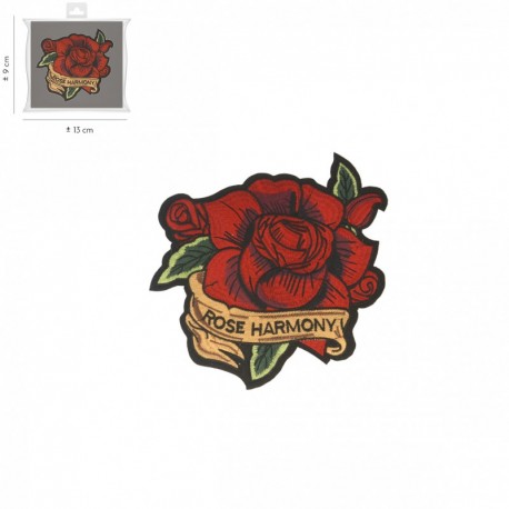 Ecusson rose harmony brodée 11 x 9 cm