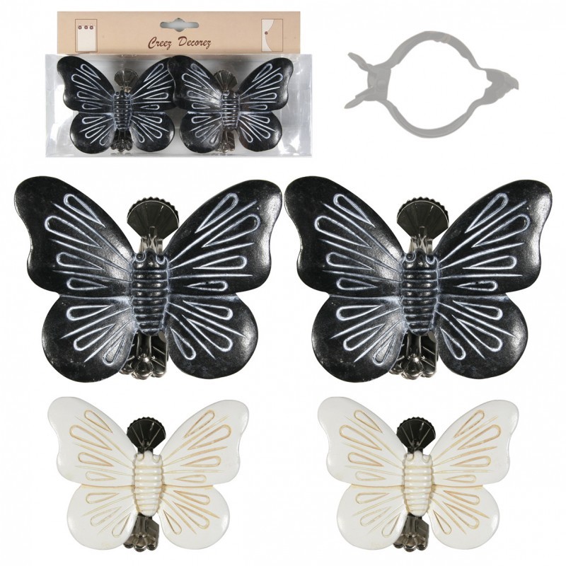 Pinces à rideaux papillons en résine x2