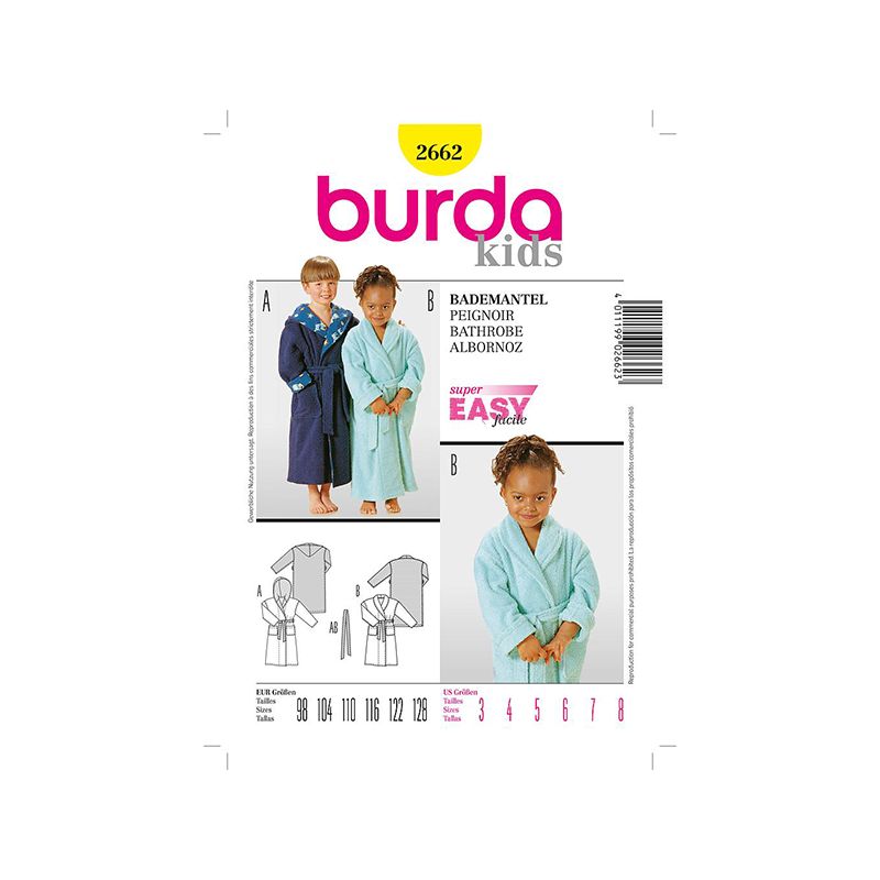 Patron Burda Kids 2662 Peignoir 98/128