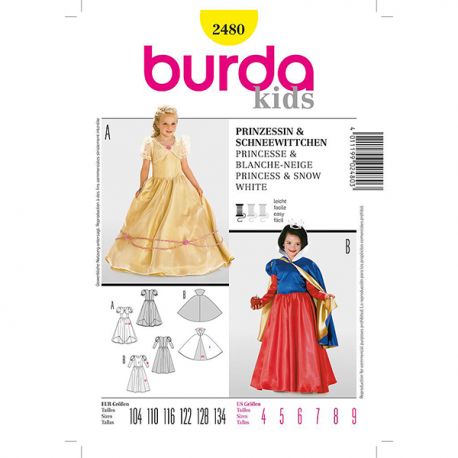 Patron Burda Historique 2480 Princesse Blanche Neige 104/134