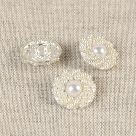 Bouton perles  Blanc