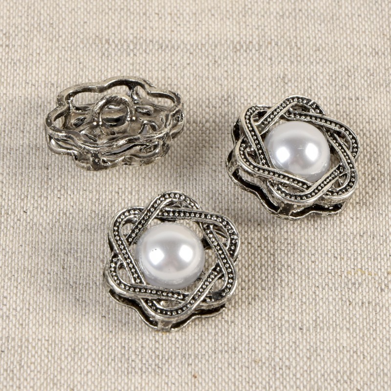 Bouton perles Blanc