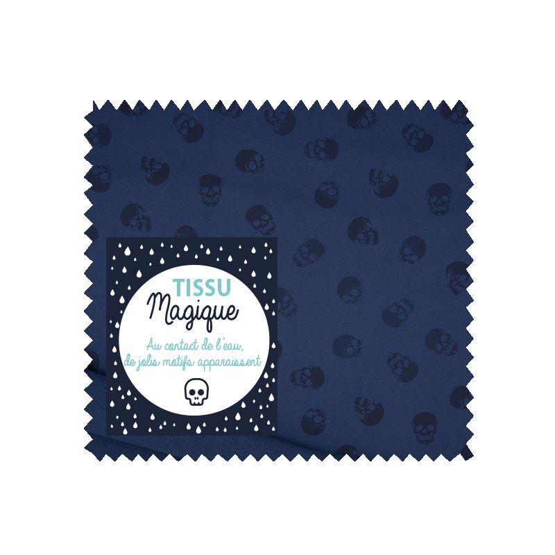 Tissu Soft Shell Magic Tête de Mort Jeans