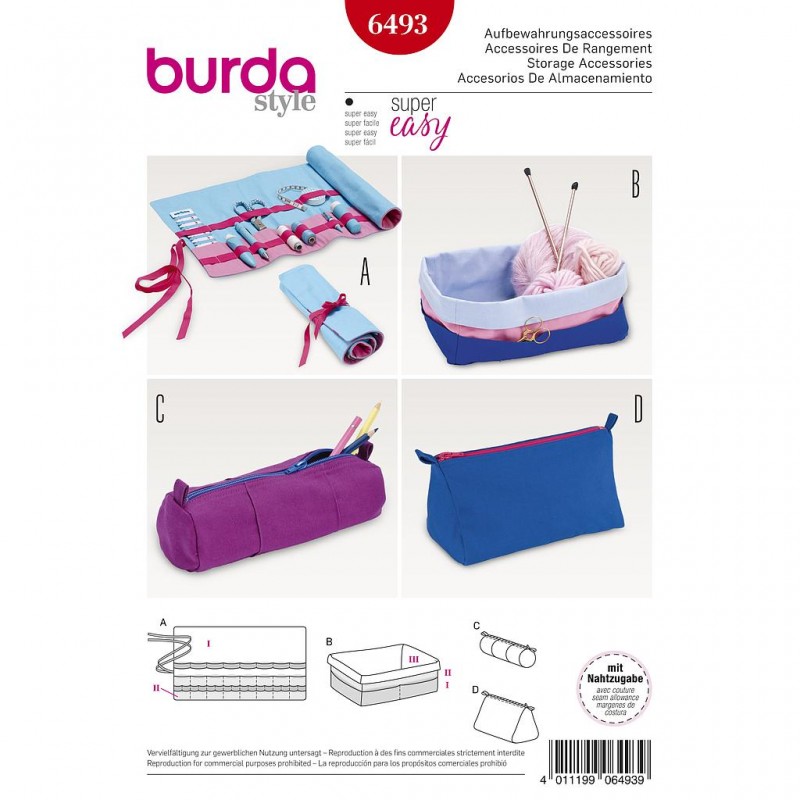 Patron Burda Style 6493 Accessoires de Rangement