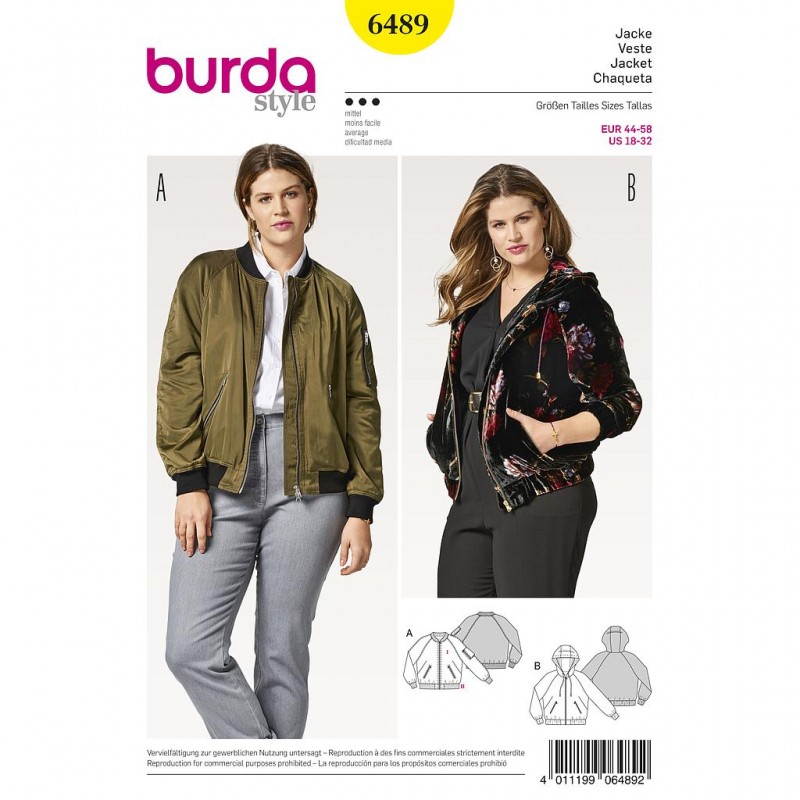 Patron Burda Style 6489 Veste Blouson