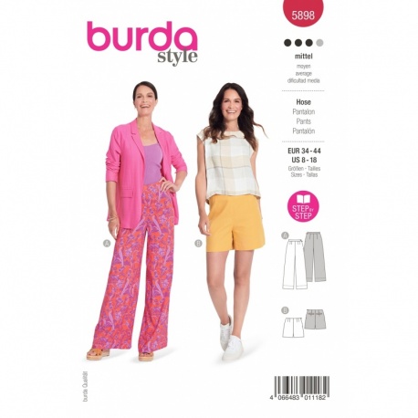 Patron Burda 5898 Pantalon Fluide / Short Femme 34/44