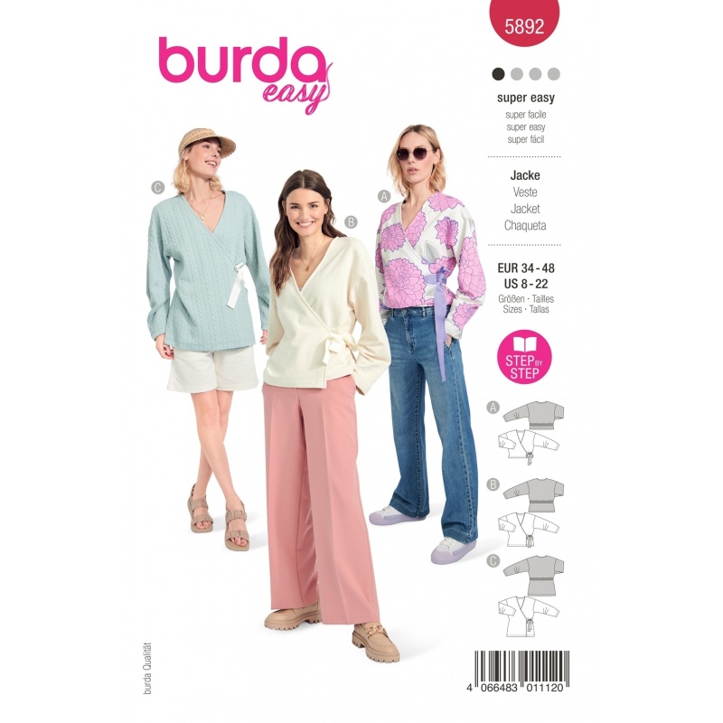 Patron Burda 5892 Veste 34/48