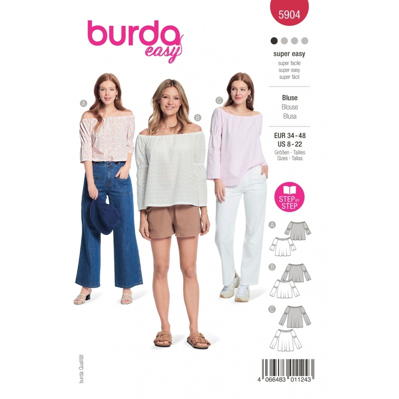 Patron Burda 5904 Blouse Carmen 34/44