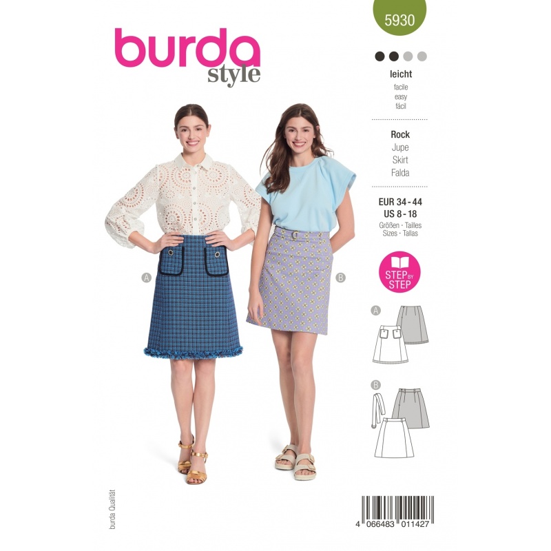 Patron Burda 5930 Jupe Trapeze 34/44