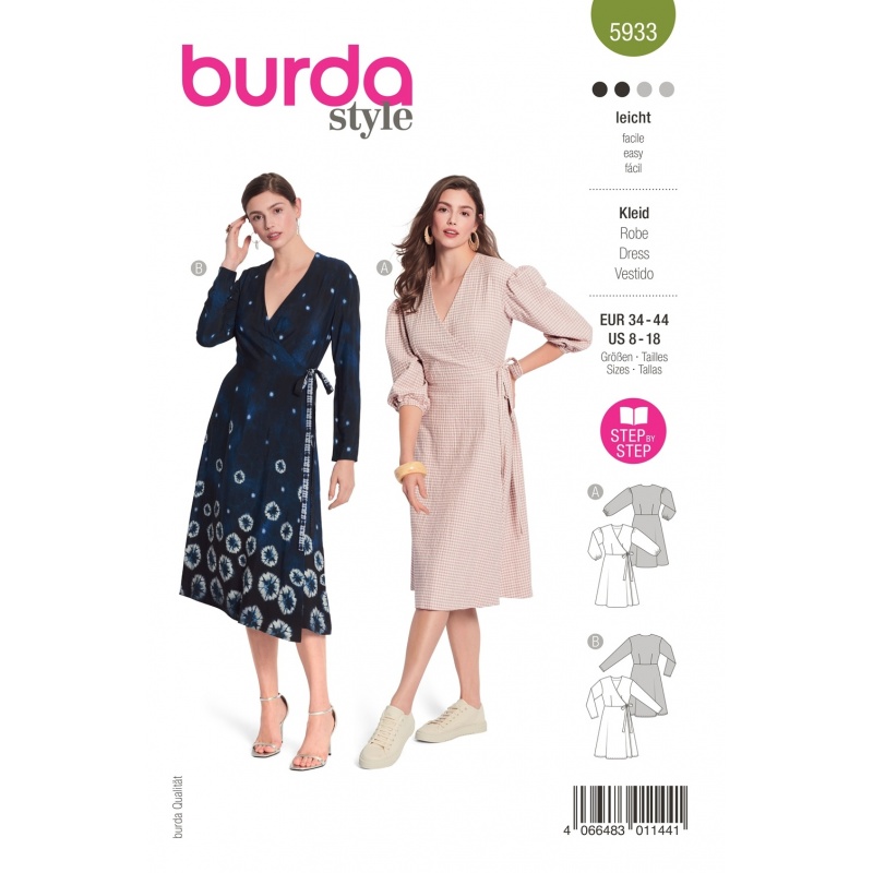 Patron Burda 5933 Robe Portefeuille 34/44