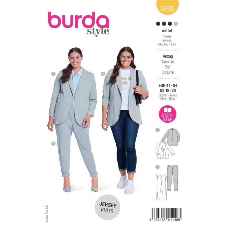 Patron Burda 5935 Costume Femme 44/54