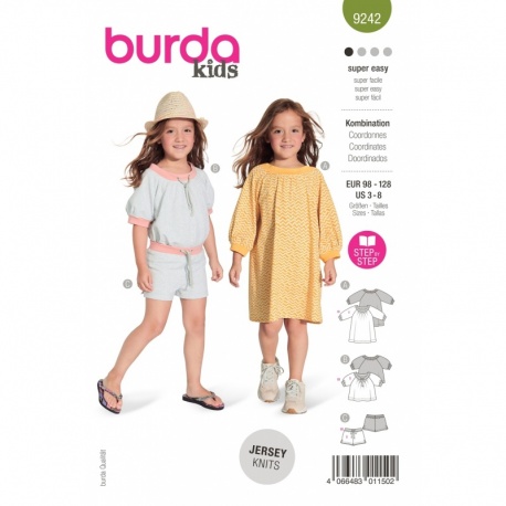 Patron Burda 9242 Kids Robe Ample 92/128