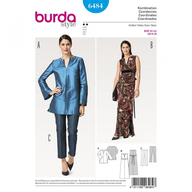 Patron Burda Style 6484 Ensemble Robe Soirée