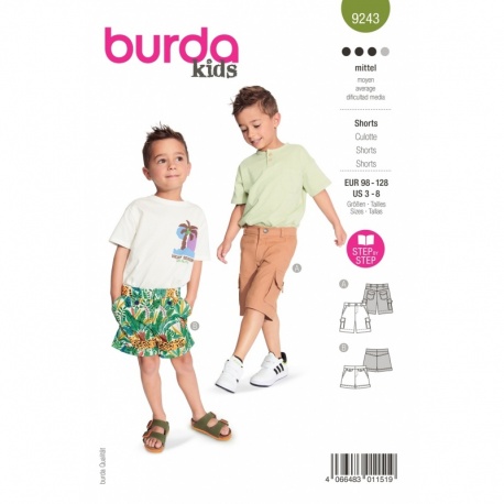 Patron Burda 9243 Kids Short 92/128