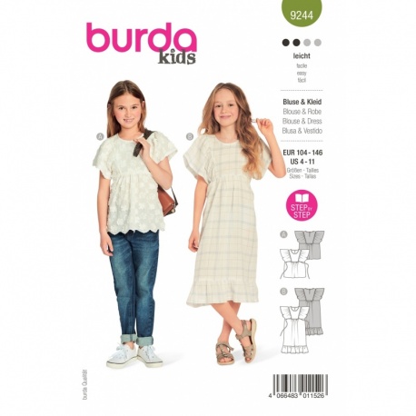 Patron Burda 9244 Kids Robe/blouse 104/146