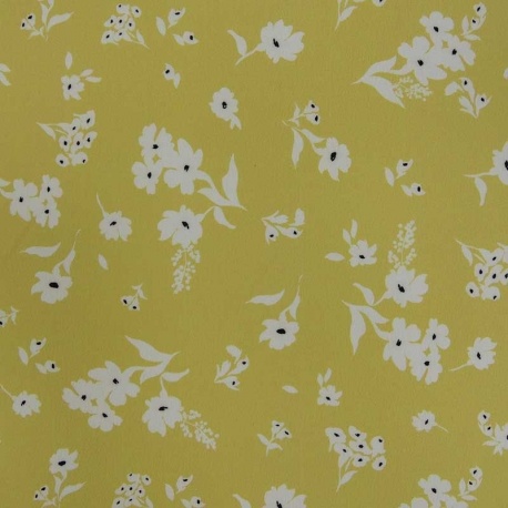 Tissu Crepe Imprimé Jaune 