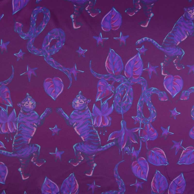 Tissu Tombé Soie Imprimé Violet