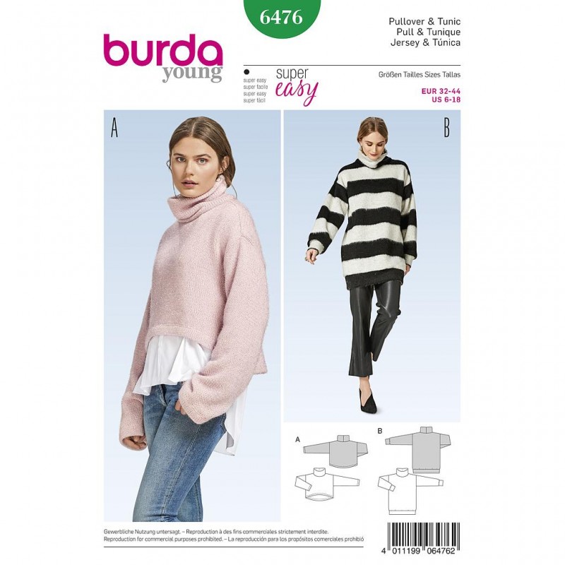 Patron Burda Style 6476 Pull Tunique