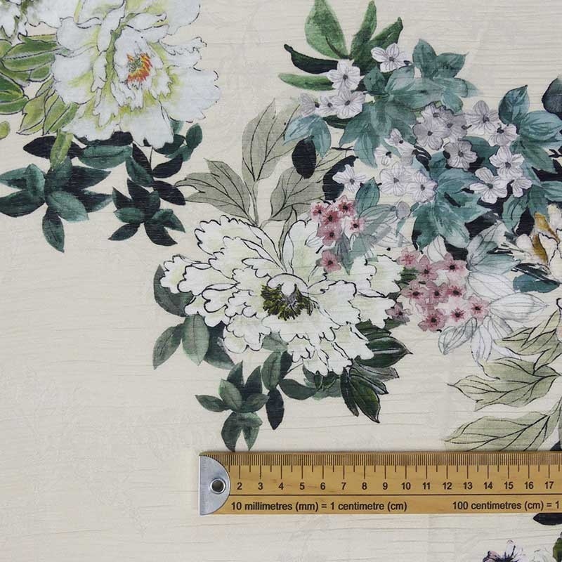Panneau textile ancien imprimé à fleurs Arts and Crafts