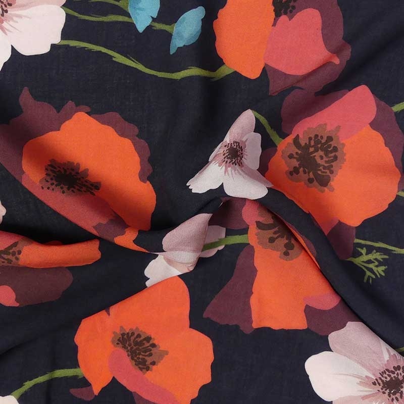 Tissu Imprimé éclaboussures Noir Et Cerise | 60" De Large - Vente Au Mètre - Neuf
