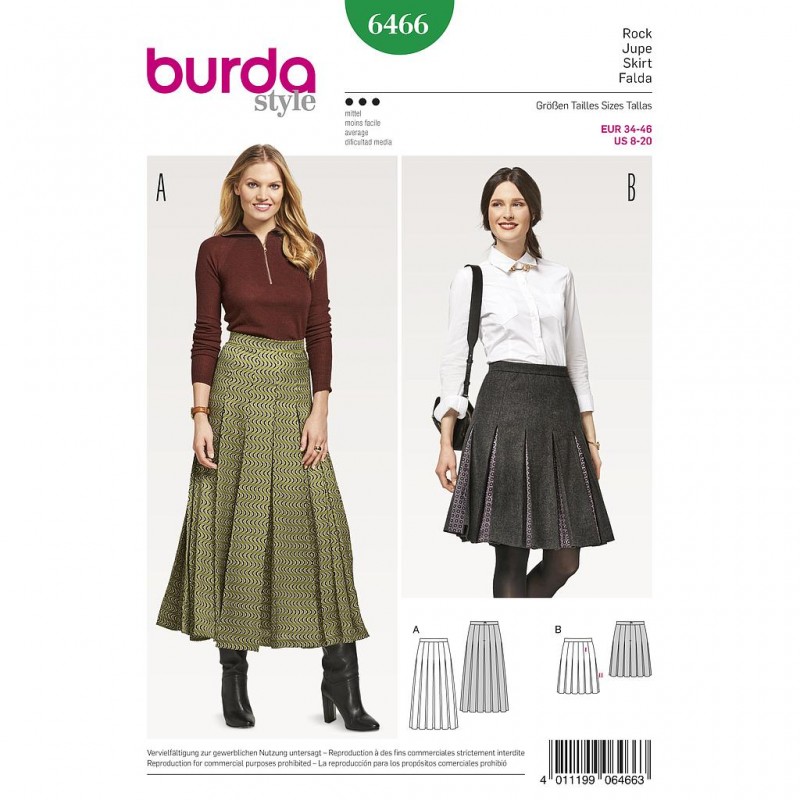 Patron Burda Style 6466 Jupe