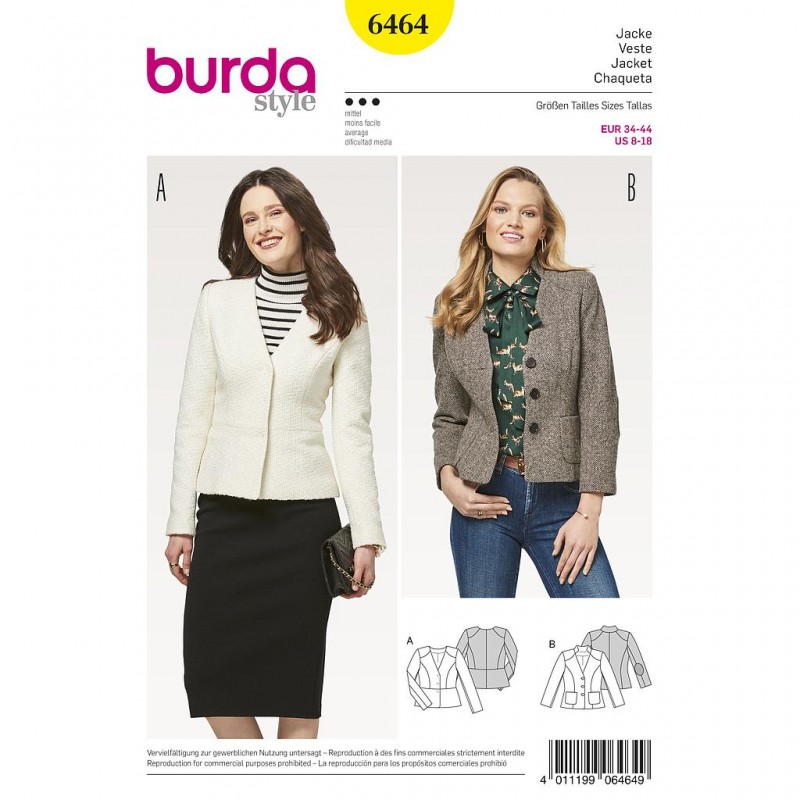 Patron Burda Style 6464 Veste