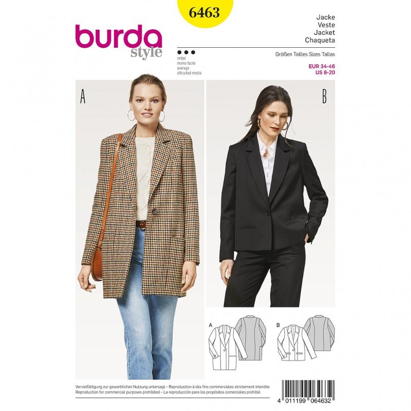 Patron Burda Style 6463 Veste