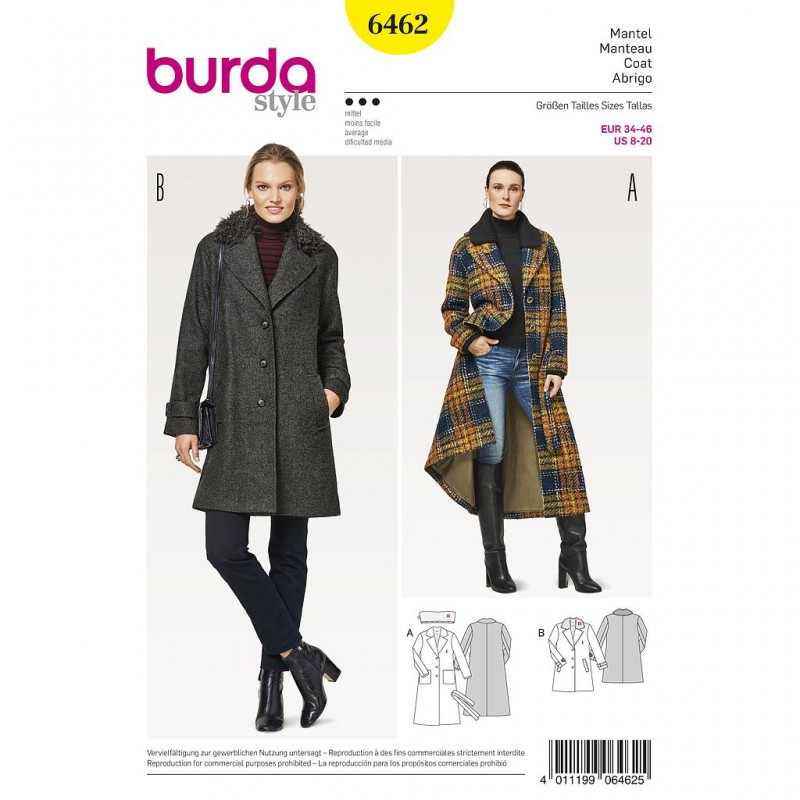 Patron Burda Style 6462 Manteau