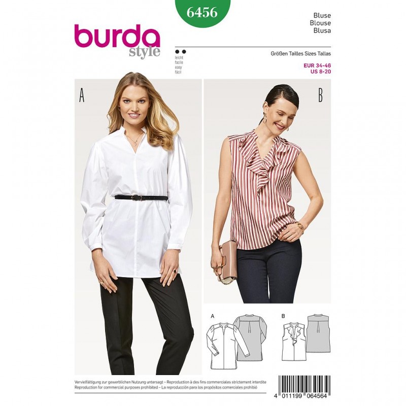 Patron Burda Style 6456 Style Chemisier