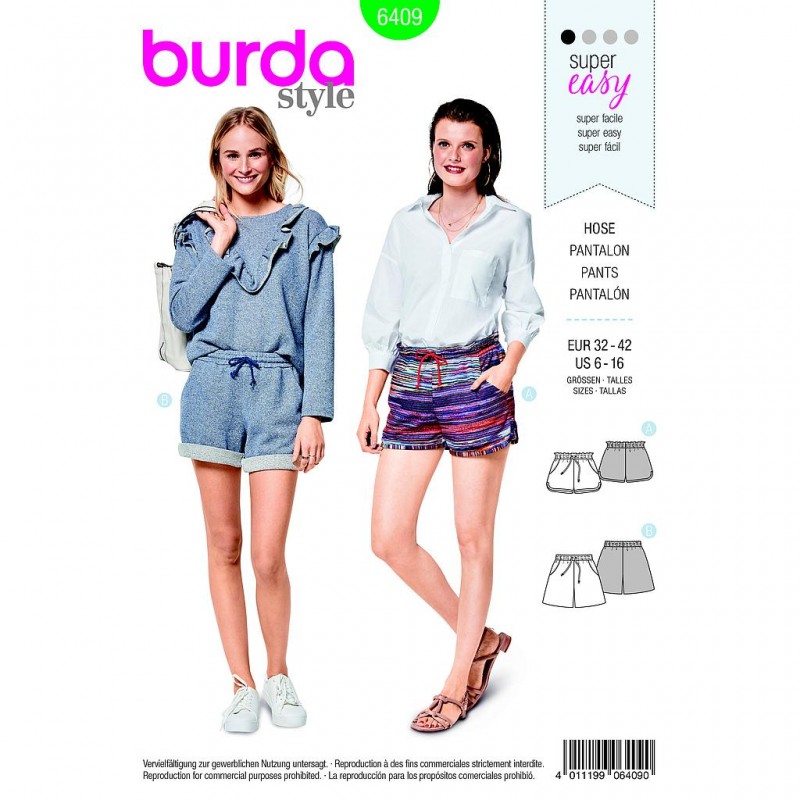 Patron Burda Style 6409 Short Taille 32/42