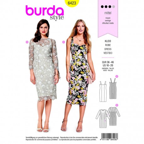 Patron Burda Style 6423 Robe Taille 36/46