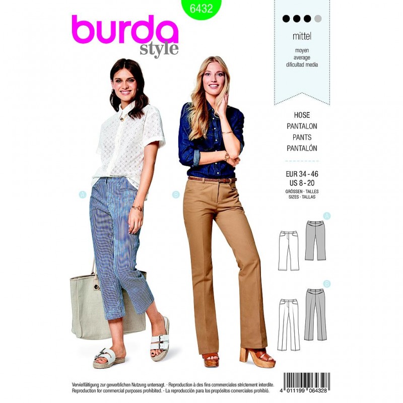 Patron Burda Style 6432 Pantalon Taille 34/46