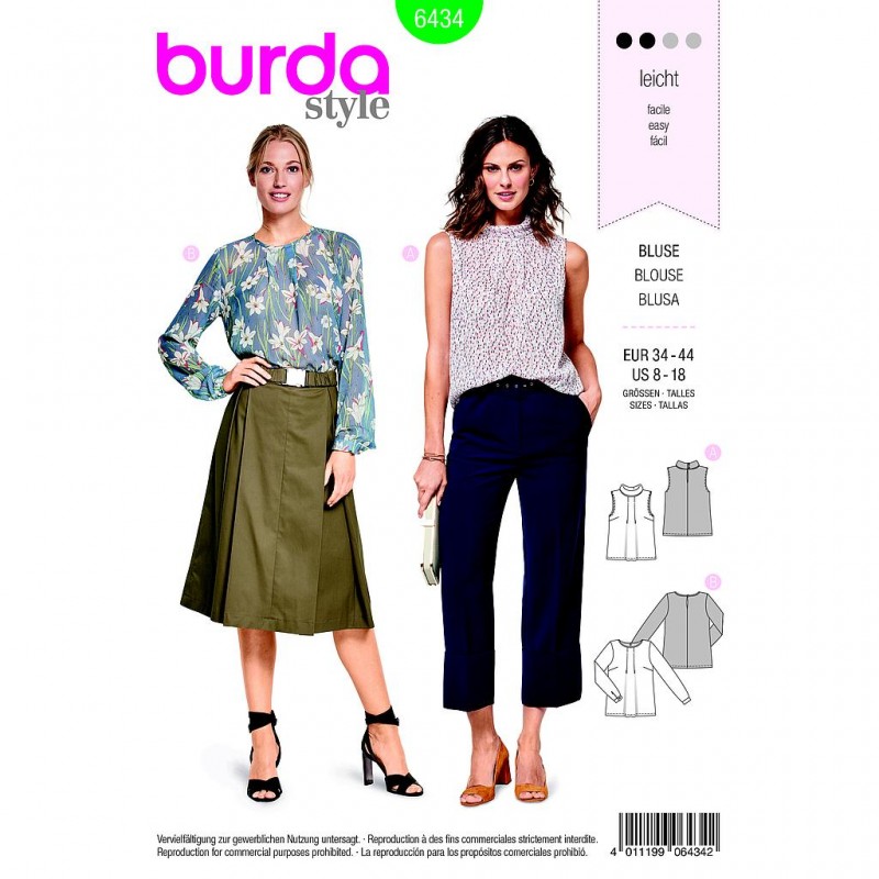 Patron Burda Style 6434 Blouse Taille 34/44