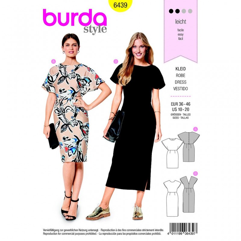 Patron Burda Style 6439 Robe Taille 36/46