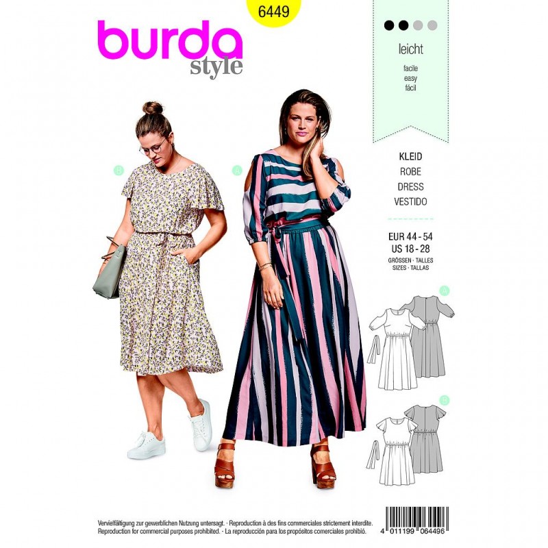 Patron Burda Style 6449 Robe Taille 44/54