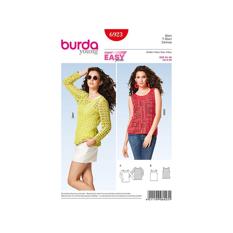 Patron Burda Style 6923 Tshirt 34/46