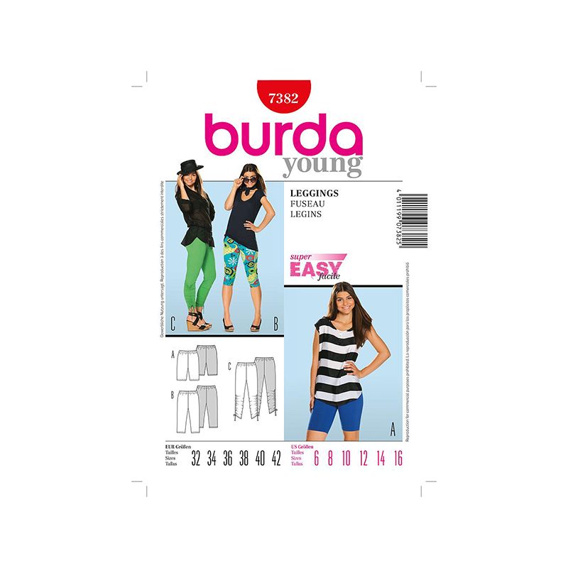 Patron Burda Style 7382 Young Fuseau 32/42