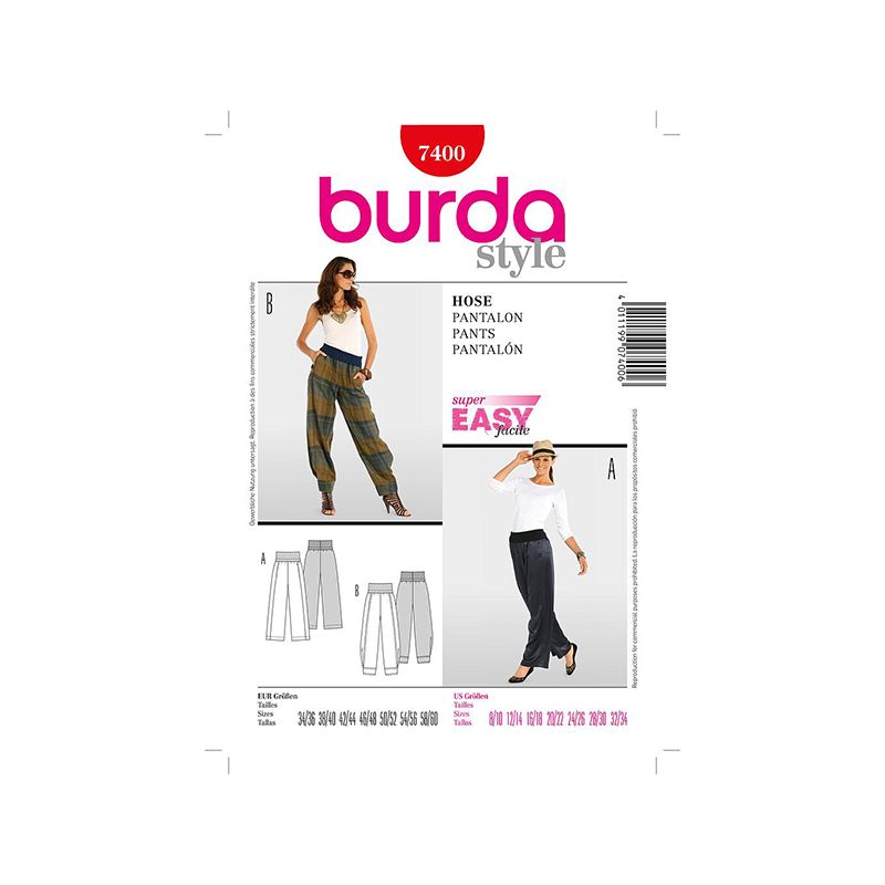 Patron Burda Style 7400 Pantalon 34/60