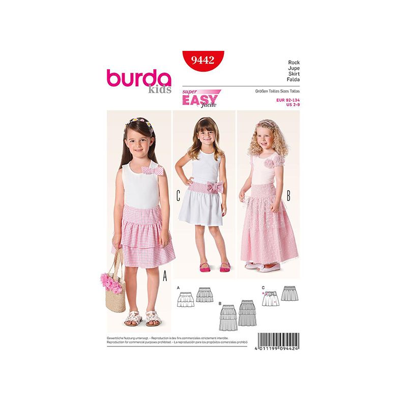 Patron Burda Kids 9442 Jupe 92/134