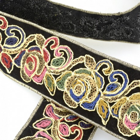 Galon brodé  Noir/multicolor - 