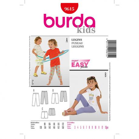 Patron Burda Kids 9615 Caleçons 98/158