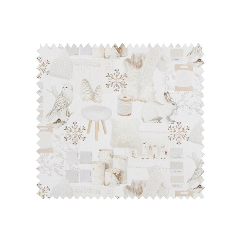 Tissu Toile Imprimée Hiver Fond Blanc