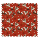 Tissu Coton de Noël Imprimé Bonnet Moufle Fond Rouge